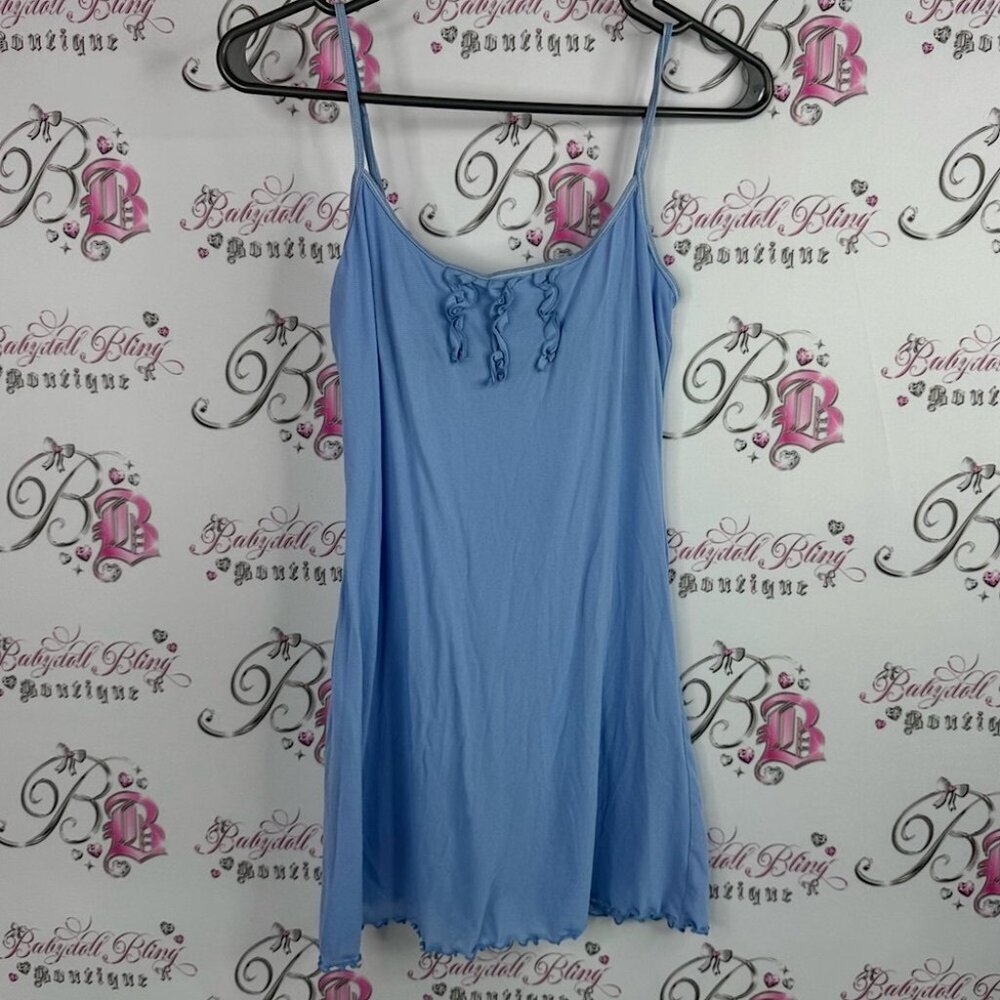 La SENZA dress mini ruffle detail y2k stretchy Soft Blue Lingerie Camisole